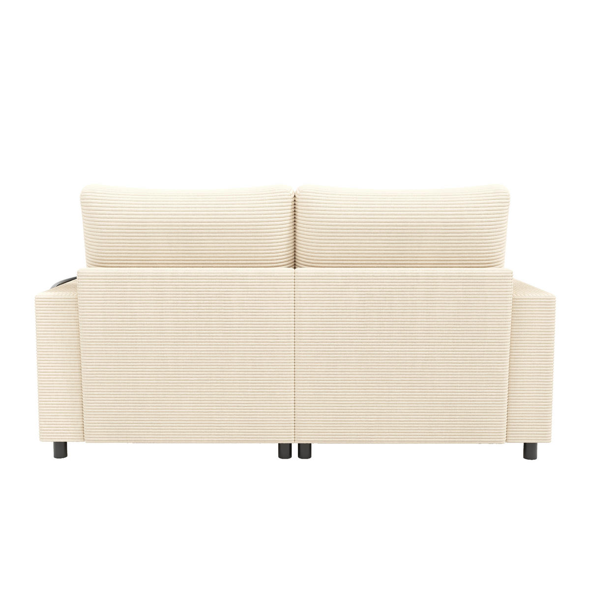 2-SITZER Schlafsofa Cord mit USB-Anschluss und Getränkehaltern Beige 163/140/82 cm - Beige, Textil (140/82/163cm) - Redom