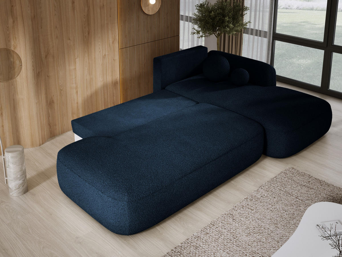 ECKSOFA BABU mit Schlaffunktion, Moderne Polsterecke für Wohnzimmer, funktionales Schlafsofa im Stoff NOW OR NEVER, 300x105x60cm rechte, grau​ - Dunkelgrau, Holz/Textil (300/190cm) - DomoHome