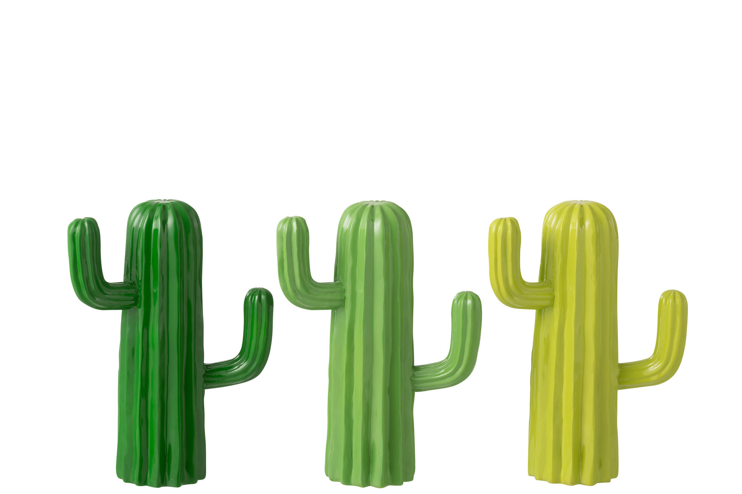 DEKOOBJEKT KAKTUS (3ER SET) - Grün, Glas/Naturmaterialien (10/28.5/21cm) - J-Line