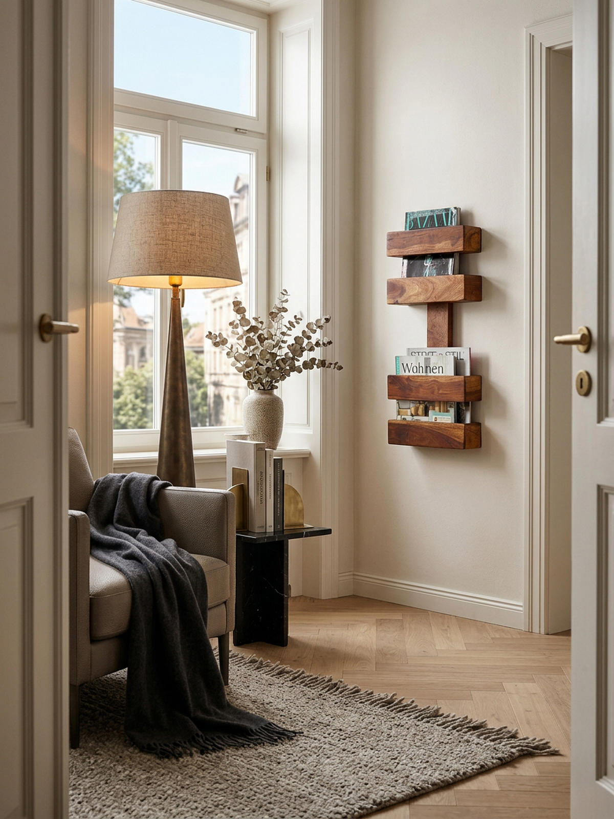 ZEITUNGSSTÄNDER NAKO Massivholz Klassisch Handgefertigt, Braun 30x10x72 cm - Braun, Holz (30/72/10cm) - KADIMA DESIGN