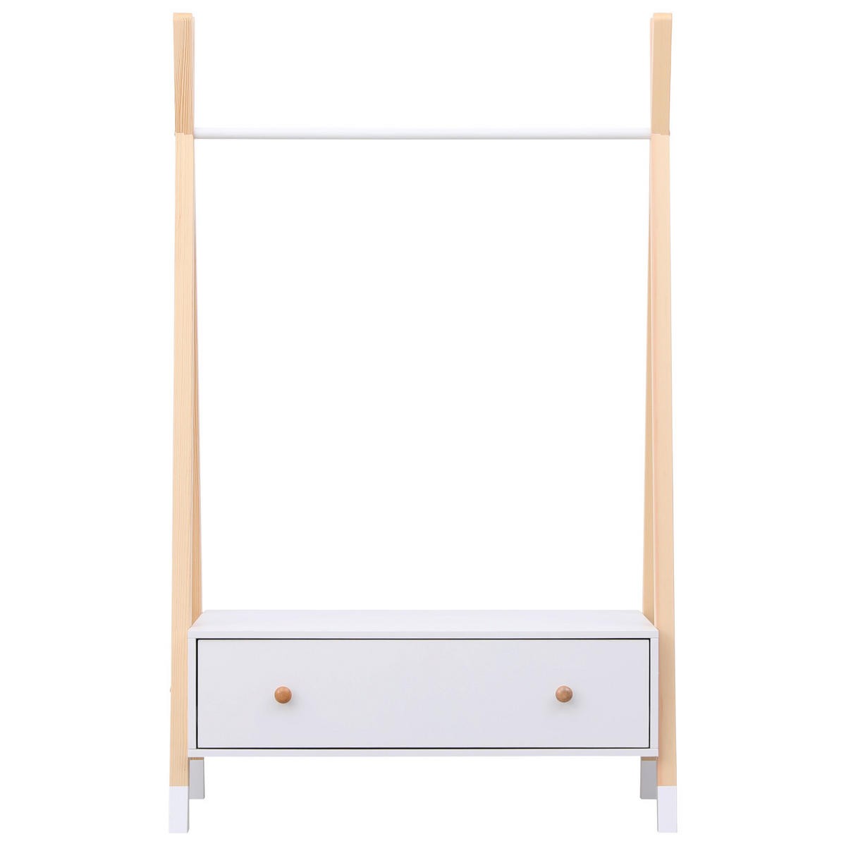 KINDERGARDEROBE Lou Weiß und Holz - Weiß, Holzwerkstoff (40/130/80cm) - Happy Garden