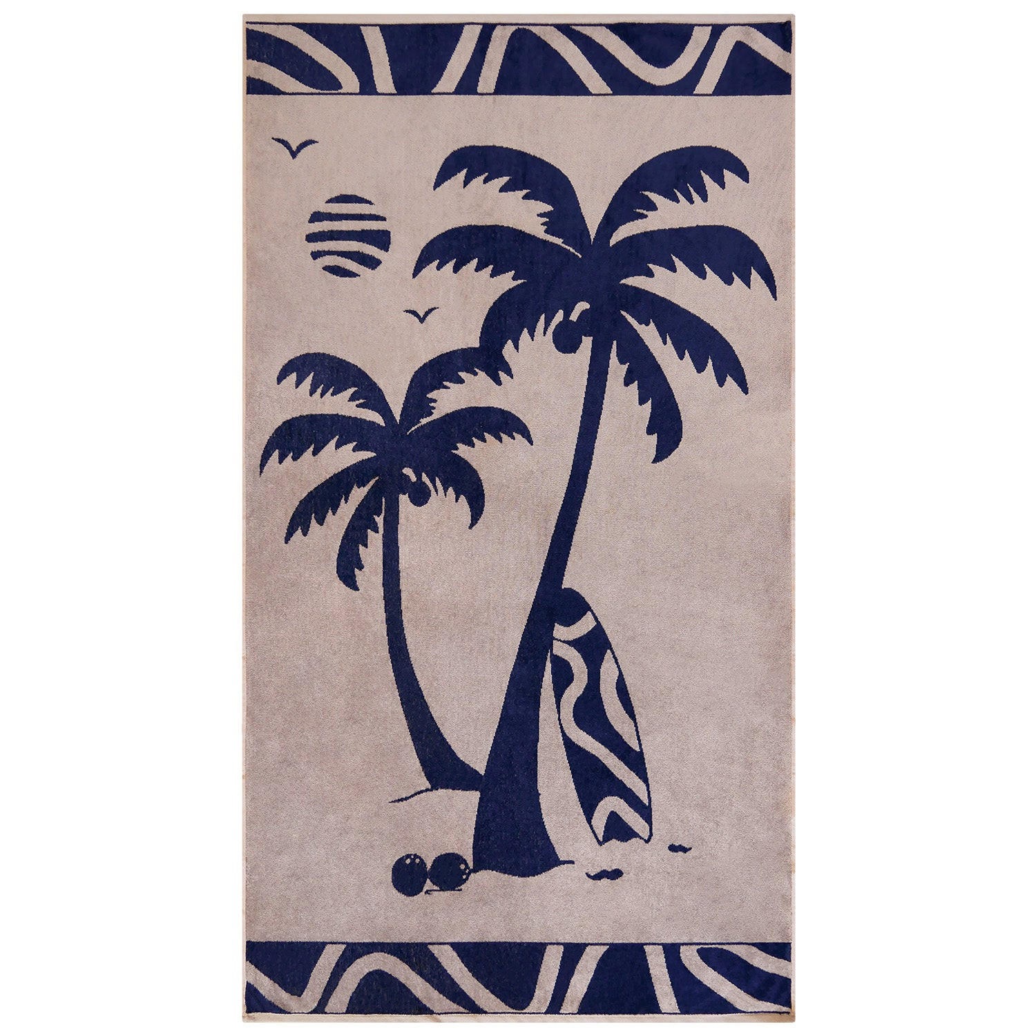STRANDTUCH Frottee Velours Jacquard Beige 90x170 400g/m² - Likoma - Beige, Textil (170/90cm) - LE COMPTOIR DE LA PLAGE