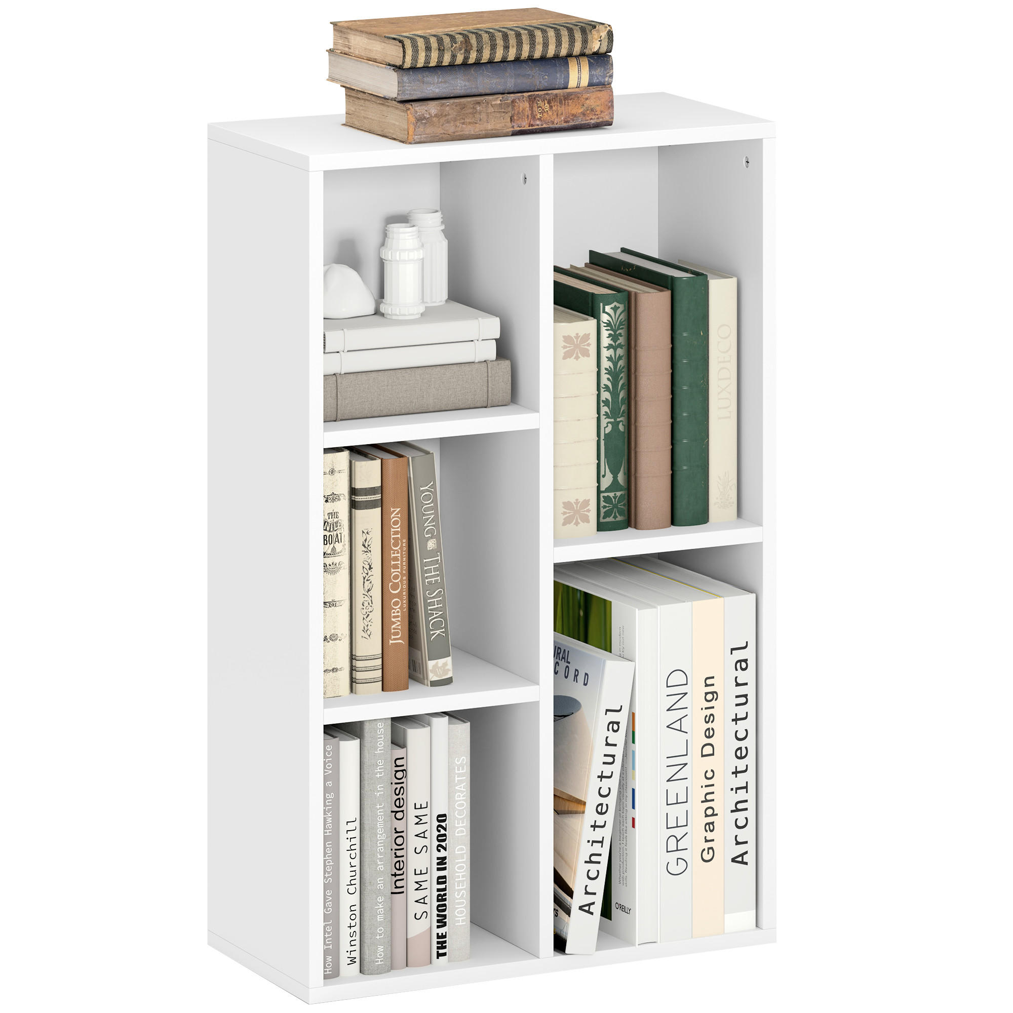 BÜCHERREGAL mit Ebenen,Weiß - Weiß, Karton (24/80/50cm) - HOMCOM
