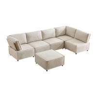 WOHNLANDSCHAFT mit flexibler Kombination und Leinenstoff in Beige - Beige, Textil (308/77/152cm) - EVRYAE