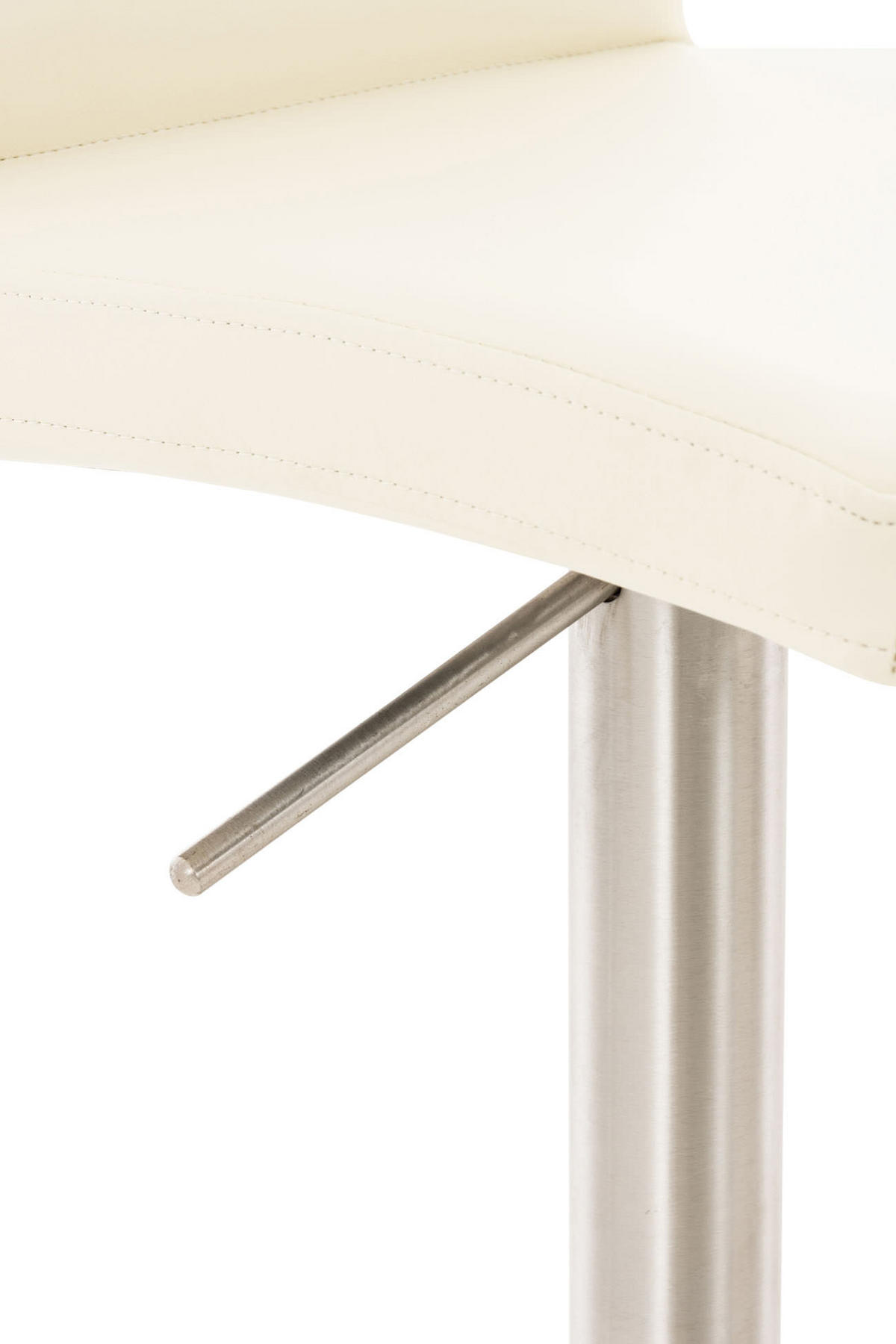 BARHOCKER Lederlook Creme - Edelstahlfarben/Creme, Textil/Metall (40/93/49cm) - CLP