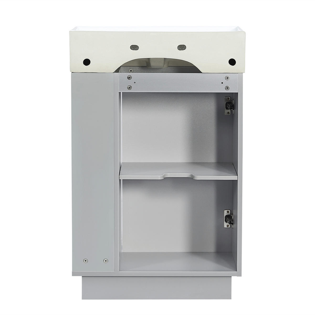 BADEZIMMERSCHRANK Waschbeckenunterschrank Rillenoptik Keramik Grau 55cm - Grau, Keramik (55/87/32cm) - FLIEKS