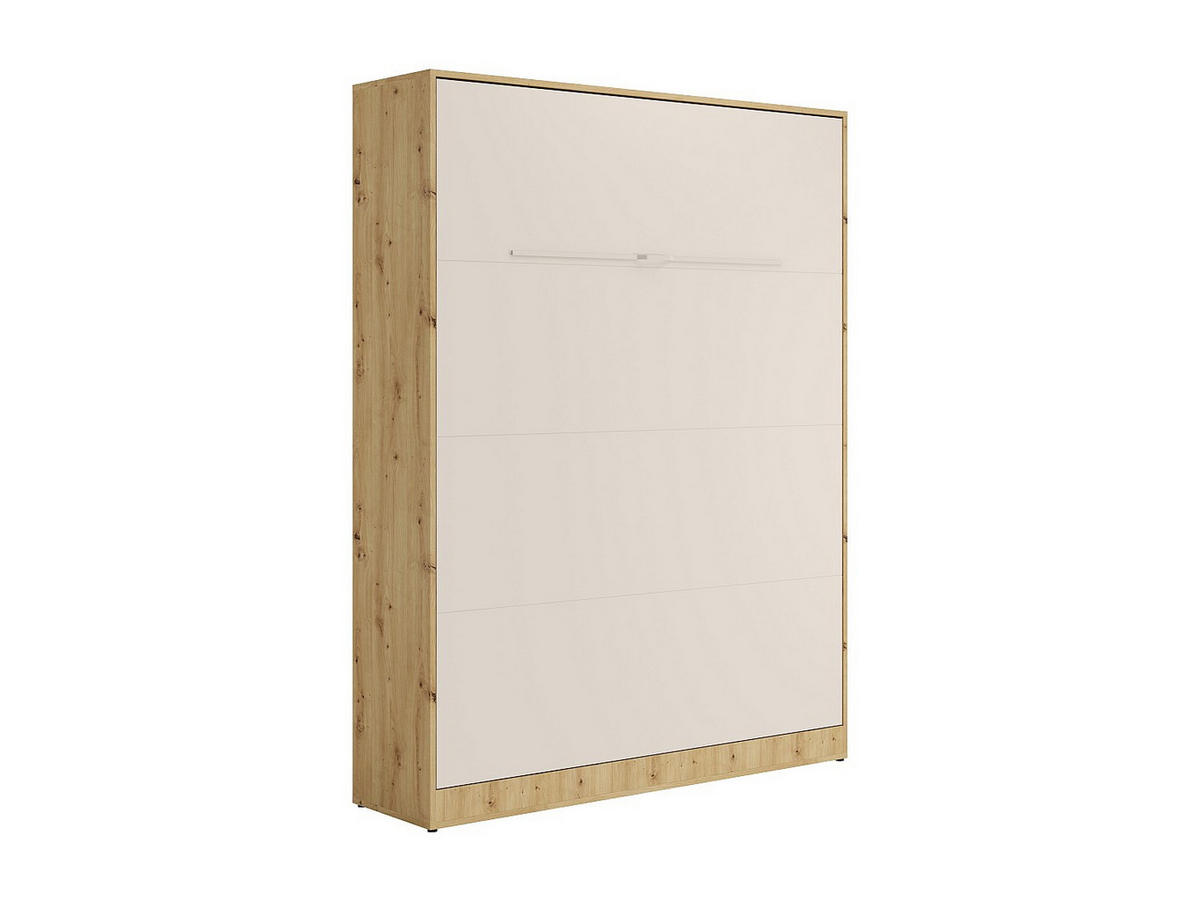 SCHRANKBETT - 2 Personen - holz - beige, naturfarben hell Rapili - Weiß, Holz/Metall (140/200cm) - Vente-Unique