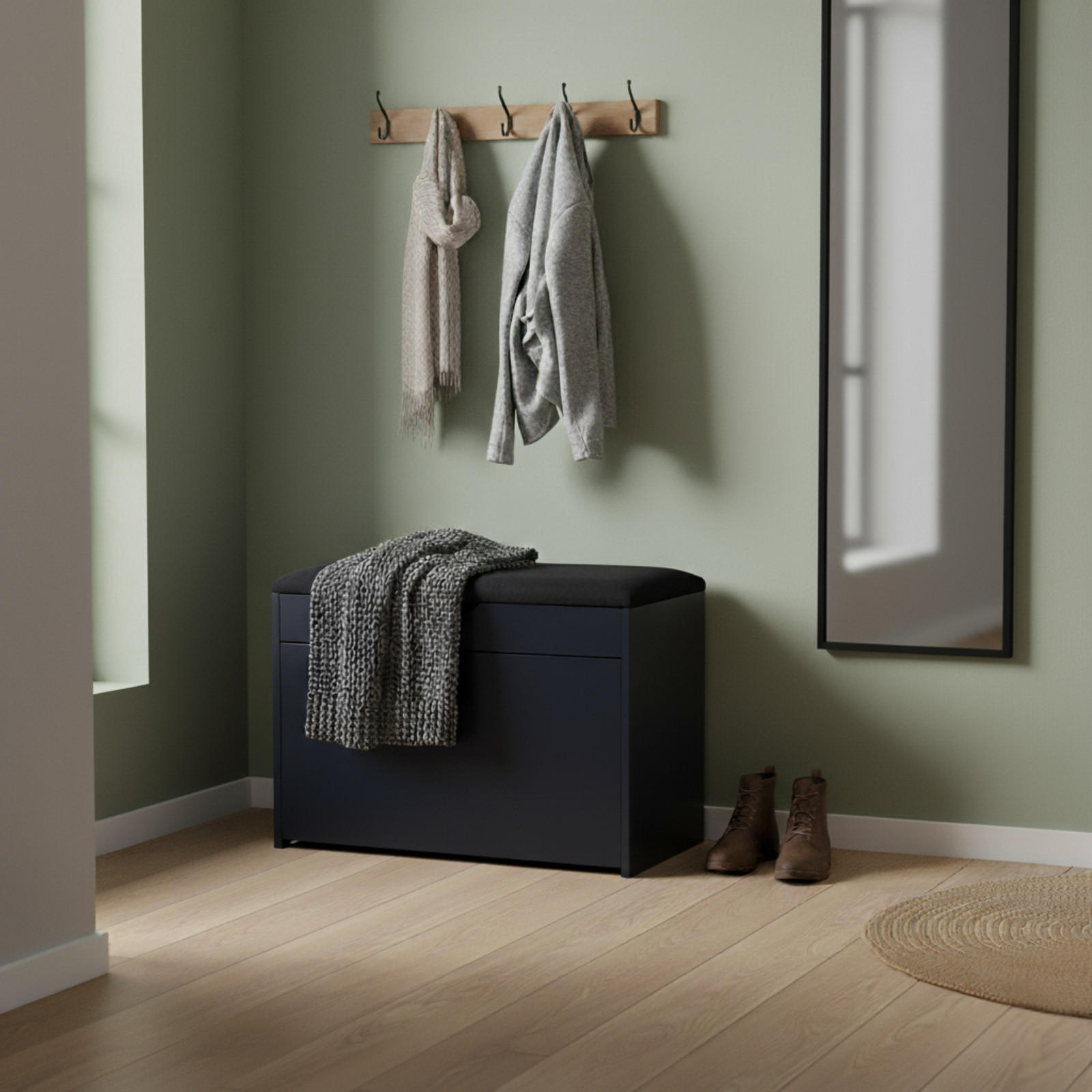 SCHUHSCHRANK Scala 57/30/53 cm - Schwarz, Holzwerkstoff (30/53/57cm) - BOXIMO