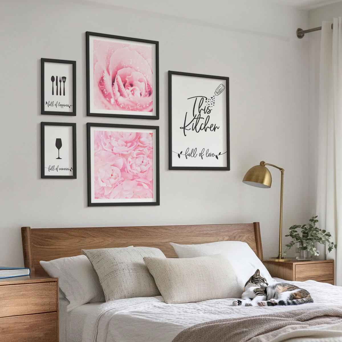 WANDBILDER 5er-Set - 50x50 cm & 20x30 cm & 40x60 cm Schwarzer Rahmen - Zen-Gemälde, Wassersteine, Buddha - Schwarz, Kunststoff (40/60cm) - ArtPrintCave