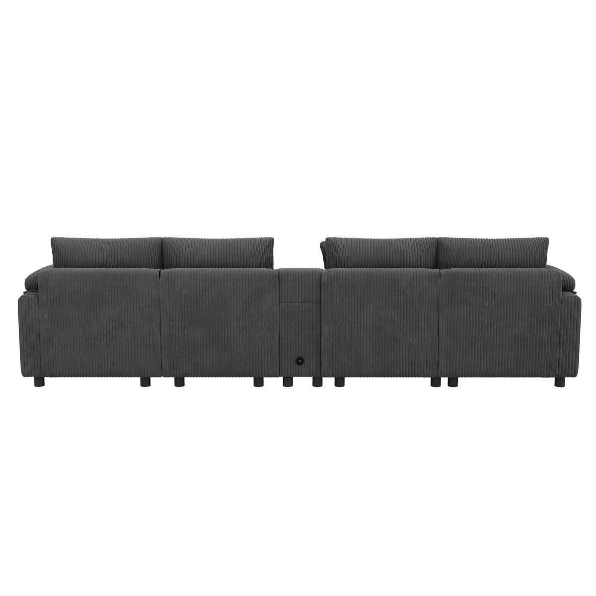 WOHNLANDSCHAFT DE-33251 modular mit Bluetooth und Konsole Grau - Grau, Holzwerkstoff (315.5/84.5/144cm) - ComfortXL
