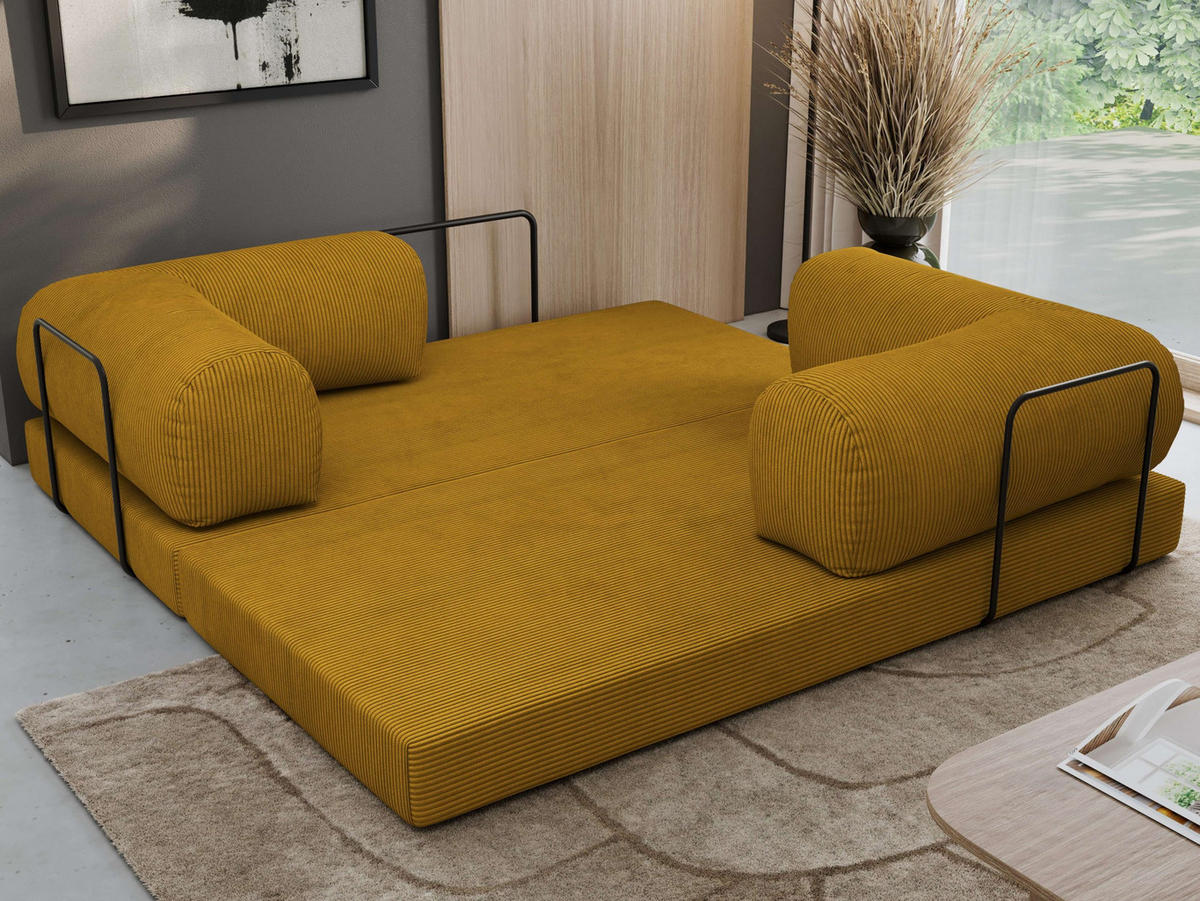 TROJMIESTNA POHOVKA ORSETTO - Oranžová Manšester - oranžová/čierna, kov/textil (200/70/100cm) - MKS