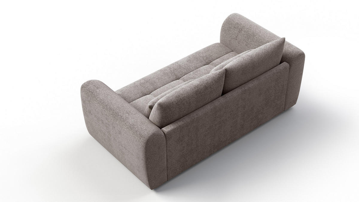 SOFA SORENO 3-Sitzer, dunkelbeige - Beige/Schwarz, Holz/Textil (214/94/114cm) - Courtois Laville