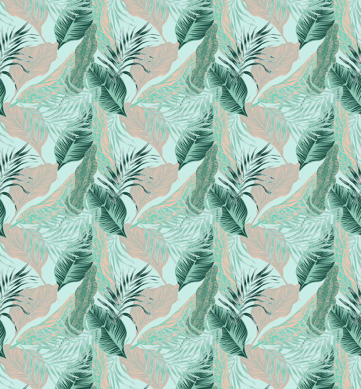 VERDUNKELUNGSROLLO 130x140 cm Tropische Blätter - Blau, Textil (130/140cm) - TULUP
