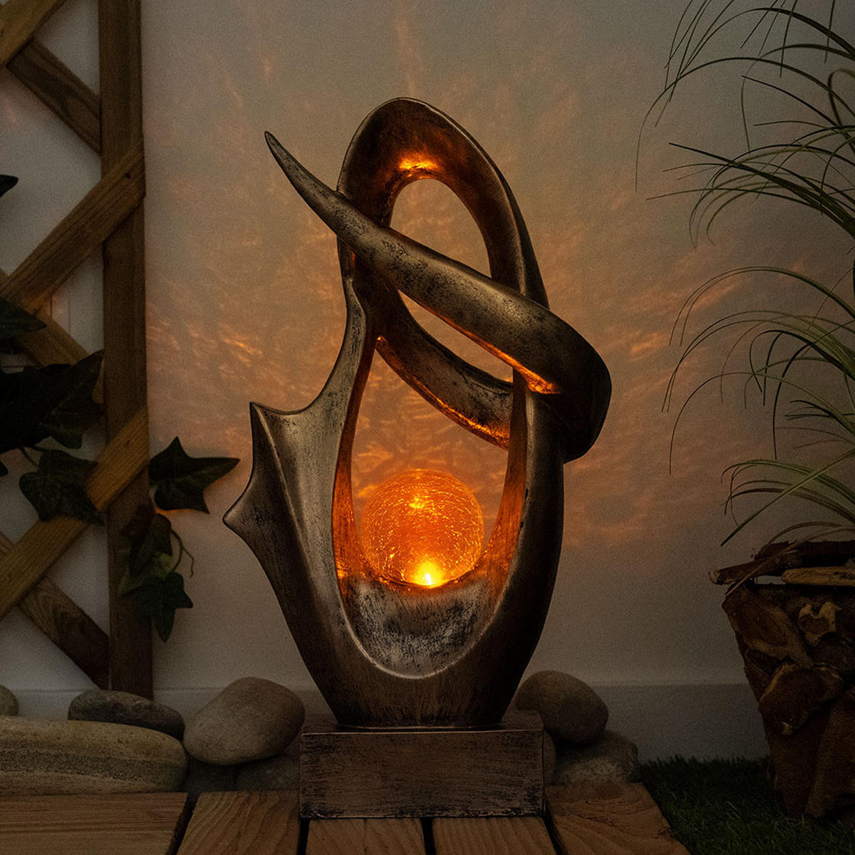 LED AUSSENLEUCHTE Bronze Glas Crackle Design - Bronzefarben, Kunststoff (25.5/11/45cm) - Globo Lighting