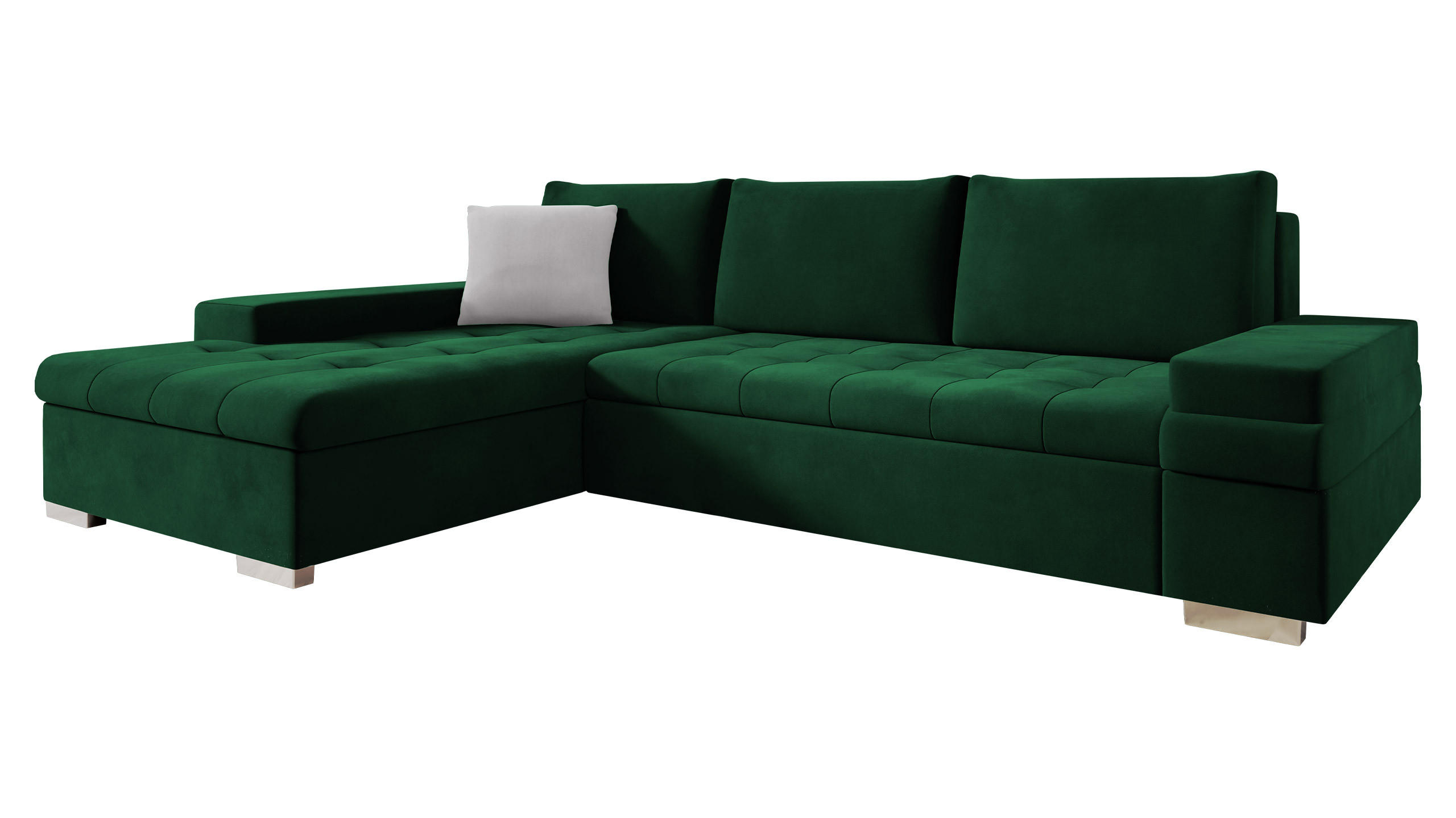 ECKSOFA Bangkok Mini Premium - Smaragdgrün/Silberfarben, Holz/Textil (274/182cm) - MIRJAN24