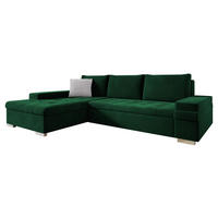 ECKSOFA Bangkok Mini Premium - Smaragdgrün/Silberfarben, Holz/Textil (274/182cm) - MIRJAN24