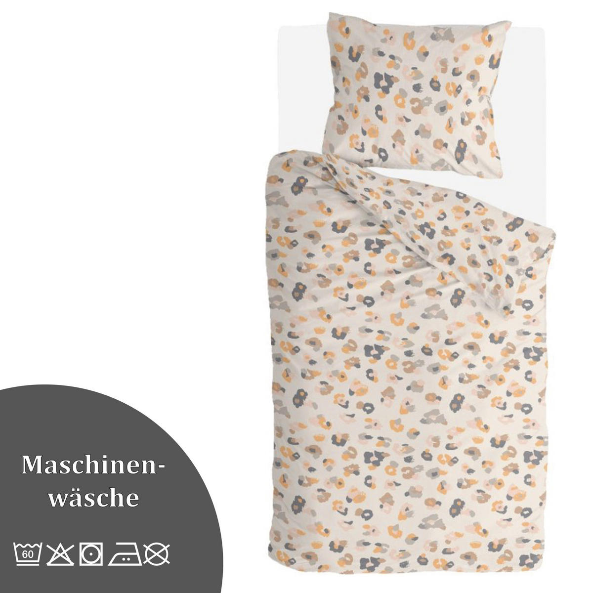 BETTWÄSCHE Byrklund 2-teilig 135x200/80x80cm Soft Animal Multicolor - Multicolor/Creme, Naturmaterialien (135/200cm)