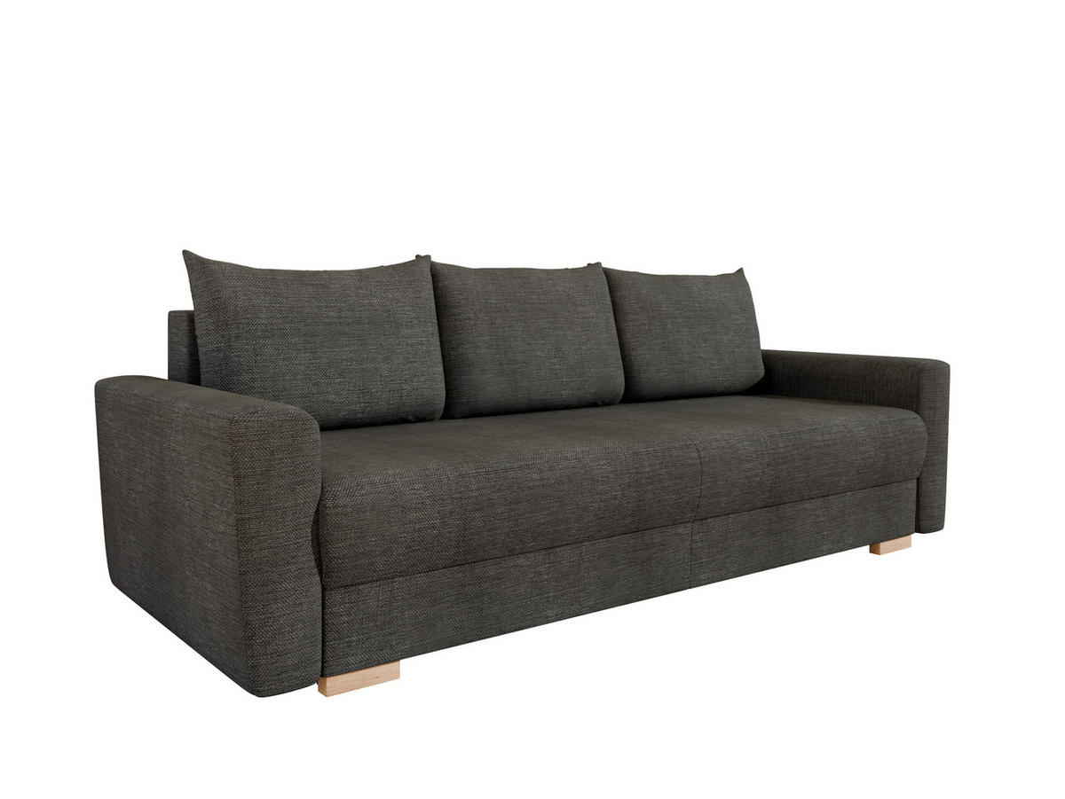 3-SITZER-SCHLAFSOFA ELMA mit Bettfunktion, anthrazit - Anthrazit, Holz (92.5/79/230cm) - Panda Möbel