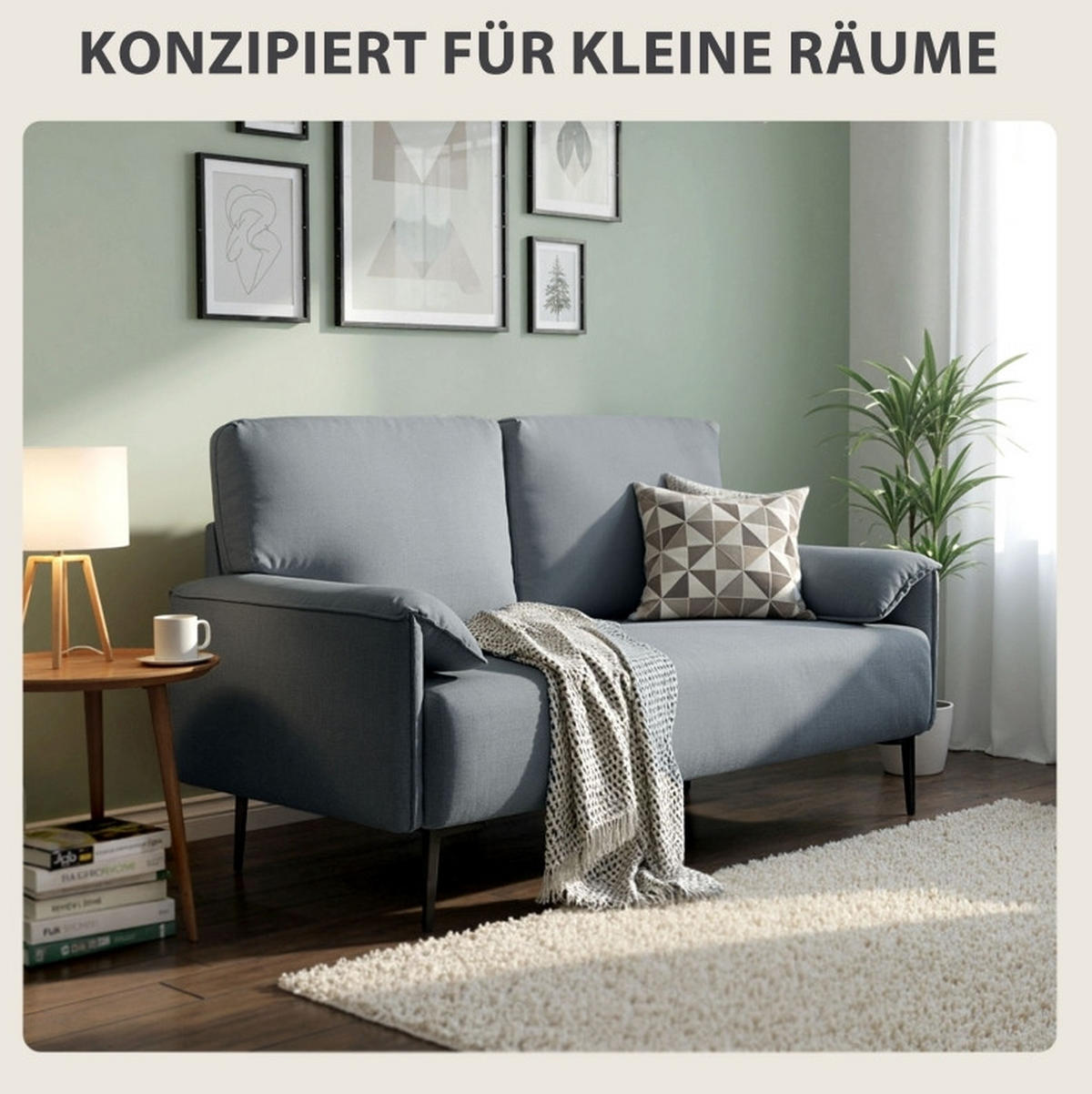 2-SITZER 127/72/84 cm Grau aus Metall mit Rückenkissen - Grau, Metall (72/84/127cm) - OKMYHOME