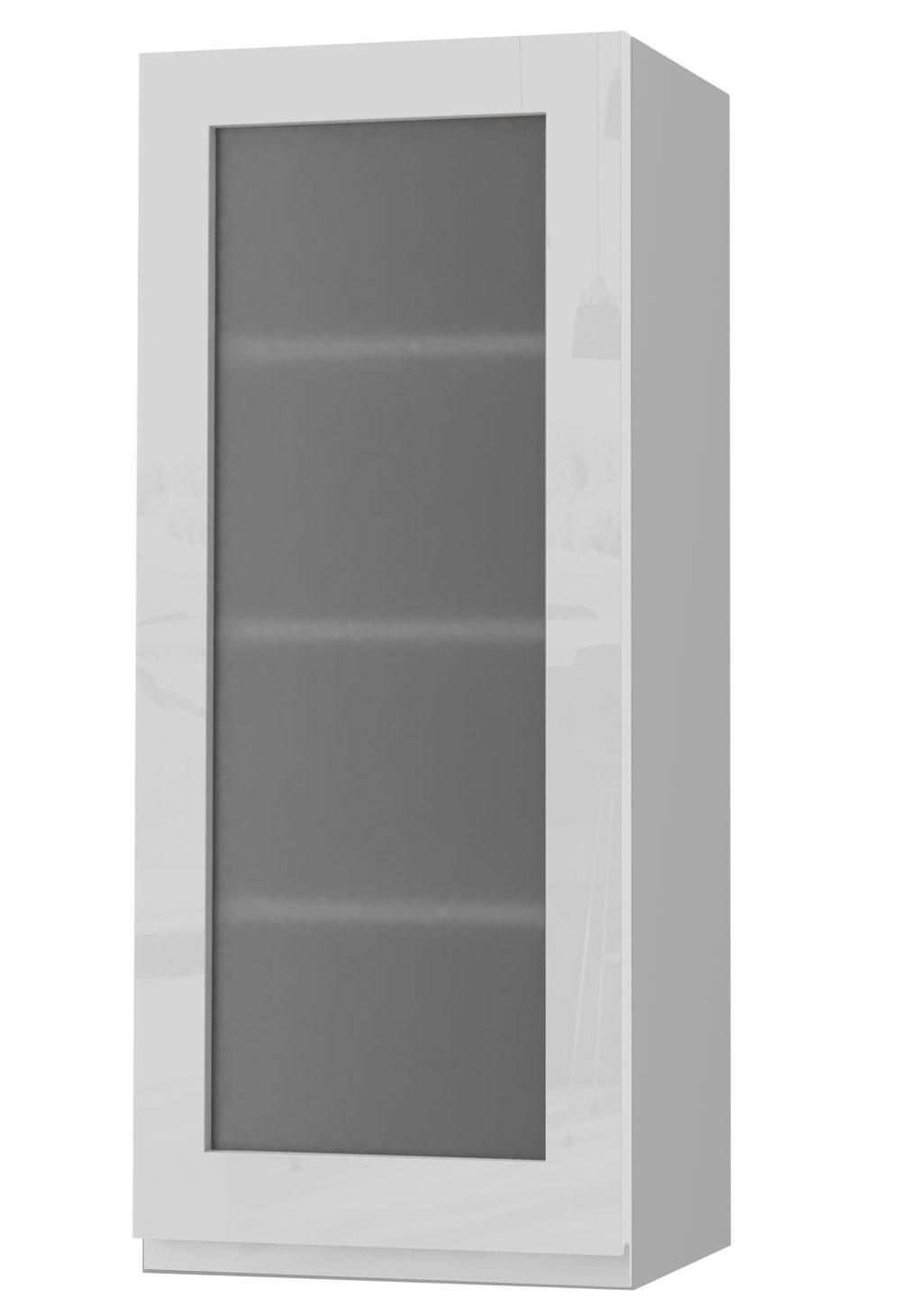 HÄNGESCHRANK Florence W4S/40 Grau / RAL 9003 signalweiß HG 40 / 32,5 / 96cm - Türanschlag rechts - Weiß Hochglanz/Grau, Holz/Holzwerkstoff (40/96/32.5cm) - Feldmann-Wohnen