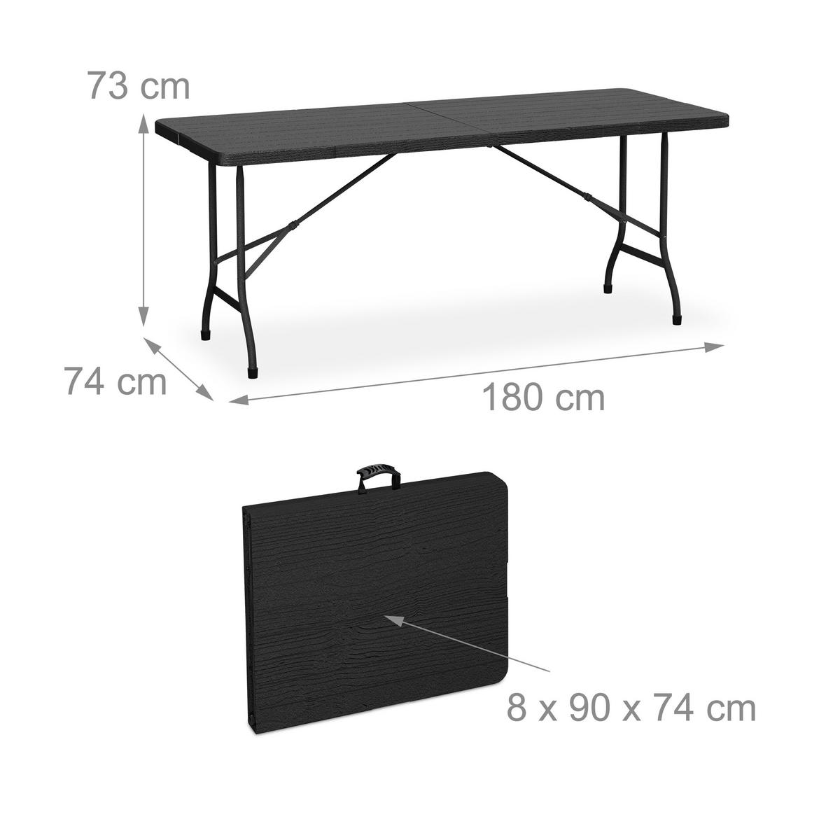 GARTENTISCH - Schwarz, Kunststoff/Metall (74/180/73cm) - Relaxdays