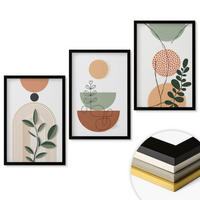 WANDBILDER 3er-Set - 40x60 cm Schwarzer Rahmen - Abstrakte Pflanzenformen - Schwarz, Kunststoff (40/60cm) - ArtPrintCave