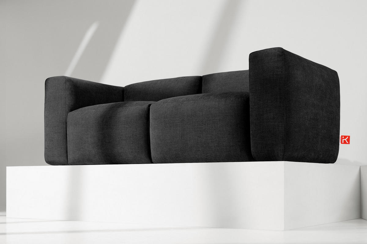 2-SITZER-MODULSOFA BUFFO mit extrem weicher und bequemer Sitzfläche, Gewebestoff, graphit - Graphitfarben, Textil (210/73/96cm) - KONSIMO®