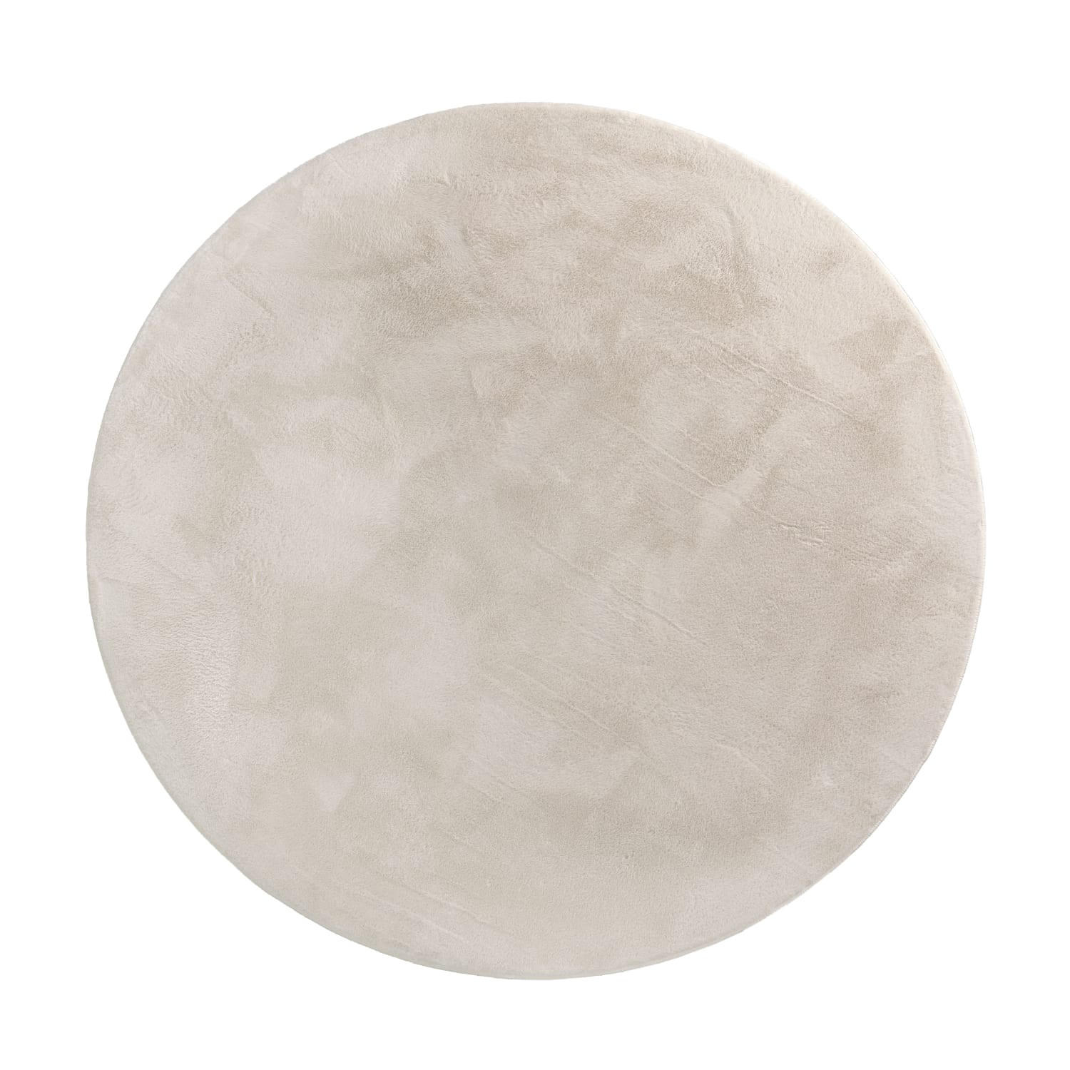TEPPICH Kurzflor waschbar Einfarbig Wohnzimmer schmutzabweisend Creme Rund 160D - Creme, Textil (160/160cm) - KADIMA DESIGN