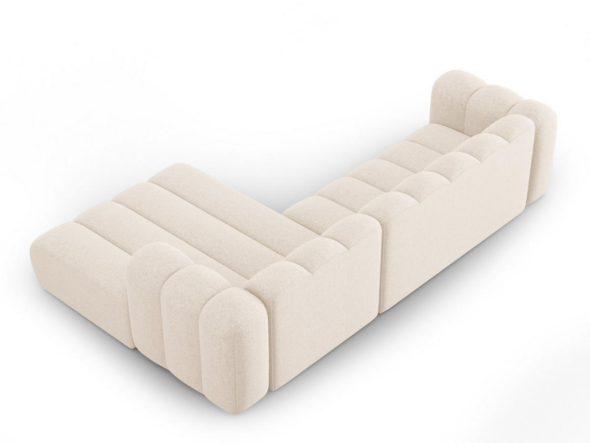 ECKSOFA modular rechts Lupine aus Chenille-Stoff leichtes beige 4 Sitzplätze - Creme, Textil (177/290cm) - Micadoni