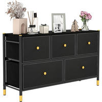 STOFFKOMMODE 58cm Schwarz - Schwarz, Textil (30/58/100cm) - COSTWAY