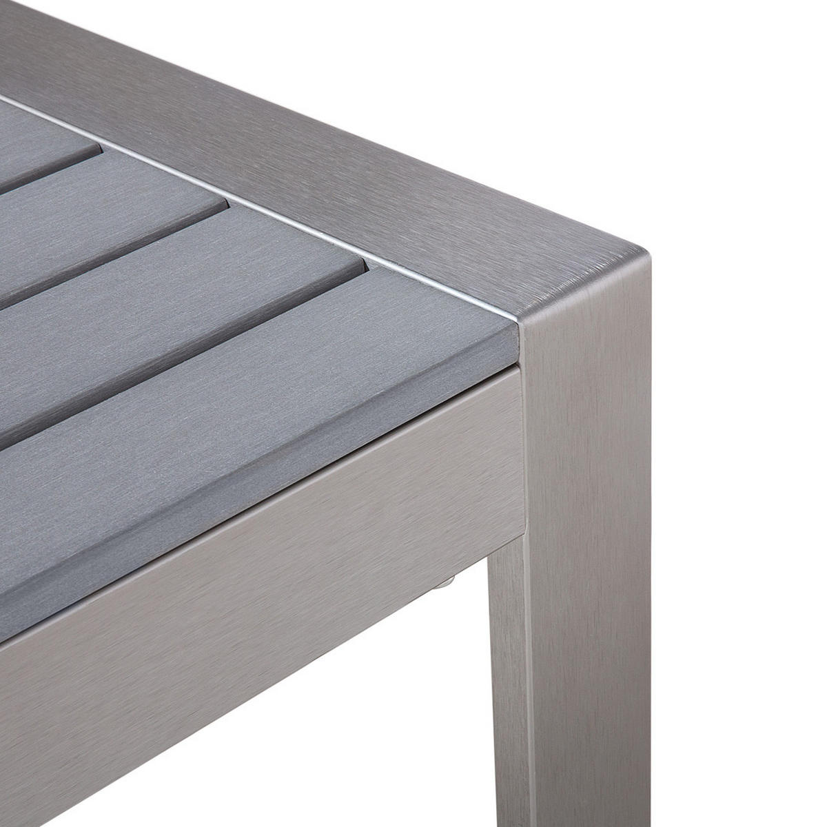 GARTEN Couchtisch Aluminium hellgrau 90/50 cm Salerno - Hellgrau, Metall (50/90/42cm) - Beliani
