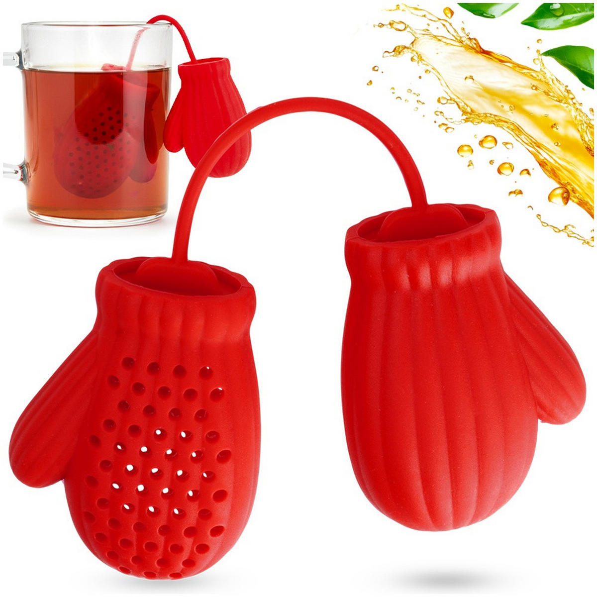 TEE-EI Silikon mit Handschuhen Rot - Rot, Kunststoff (7/3/5cm) - Excellent Houseware