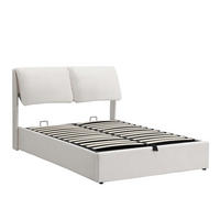 POLSTERBETT aus Samt 140x200 cm Beige mit Bettkasten, 3 Schubladen und hydraulischer Öffnung - Beige, Textil (140/200cm) - IVMEU
