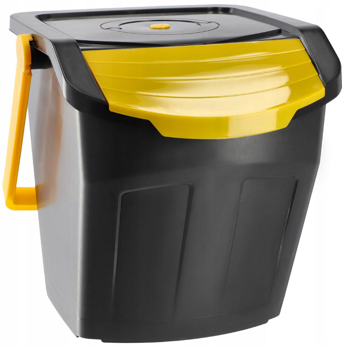 ABFALLBEHÄLTER mit Griff, 3x25L - Gelb/Schwarz, Kunststoff (32.5/36/40cm) - KADAX