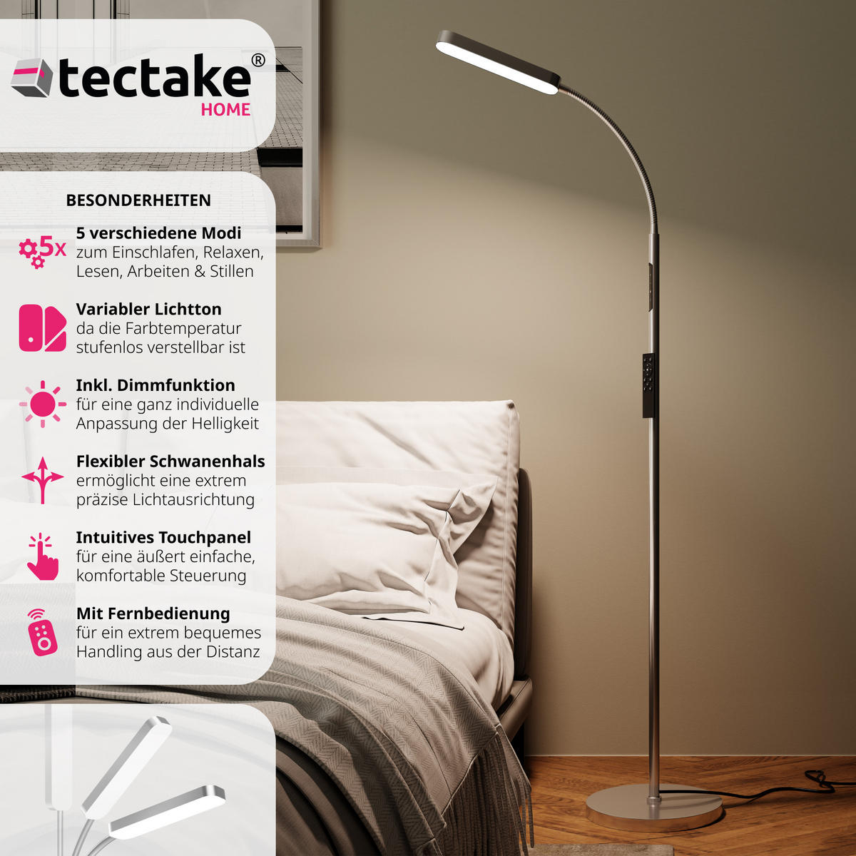 STEHLAMPE Prisma,22 x 176 cm,silber - Silberfarben, Metall (22/22/176cm) - tectake