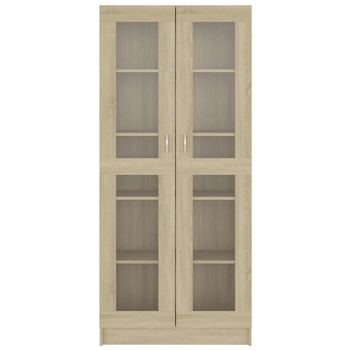 VITRINENSCHRANK mit 5 Fächern, 2 Glastüren 82,5/30,5/185 cm aus Holzwerkstoff Sonoma-Eiche Dekor - Sonoma Eiche, Holz (82.5/185/30.5cm) - vidaXL