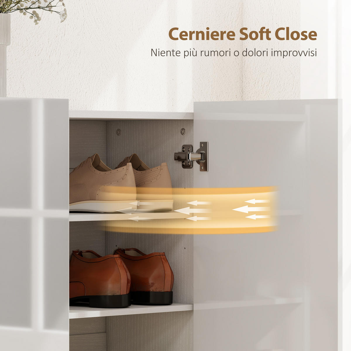 SCHUHABLAGE,SOFT-CLOSE Türen für 25–30 Paar,hochglanzweiß - Weiß, Holzwerkstoff (106.4/108.5/34cm) - Vallsero