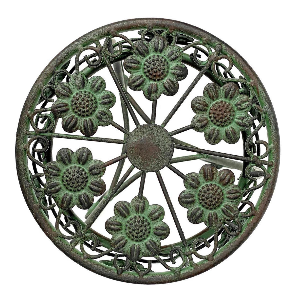 BLUMENHOCKER rund Metall Grün antik 26/26/50 cm - Grün, Metall (26/50/26cm) - DanDiBo