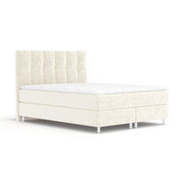 BOXSPRINGBETT Elisio Creme 160/200 cm mit Latex-Topper - Silberfarben/Creme, Holz/Holzwerkstoff (160/200cm) - Maison de Reve