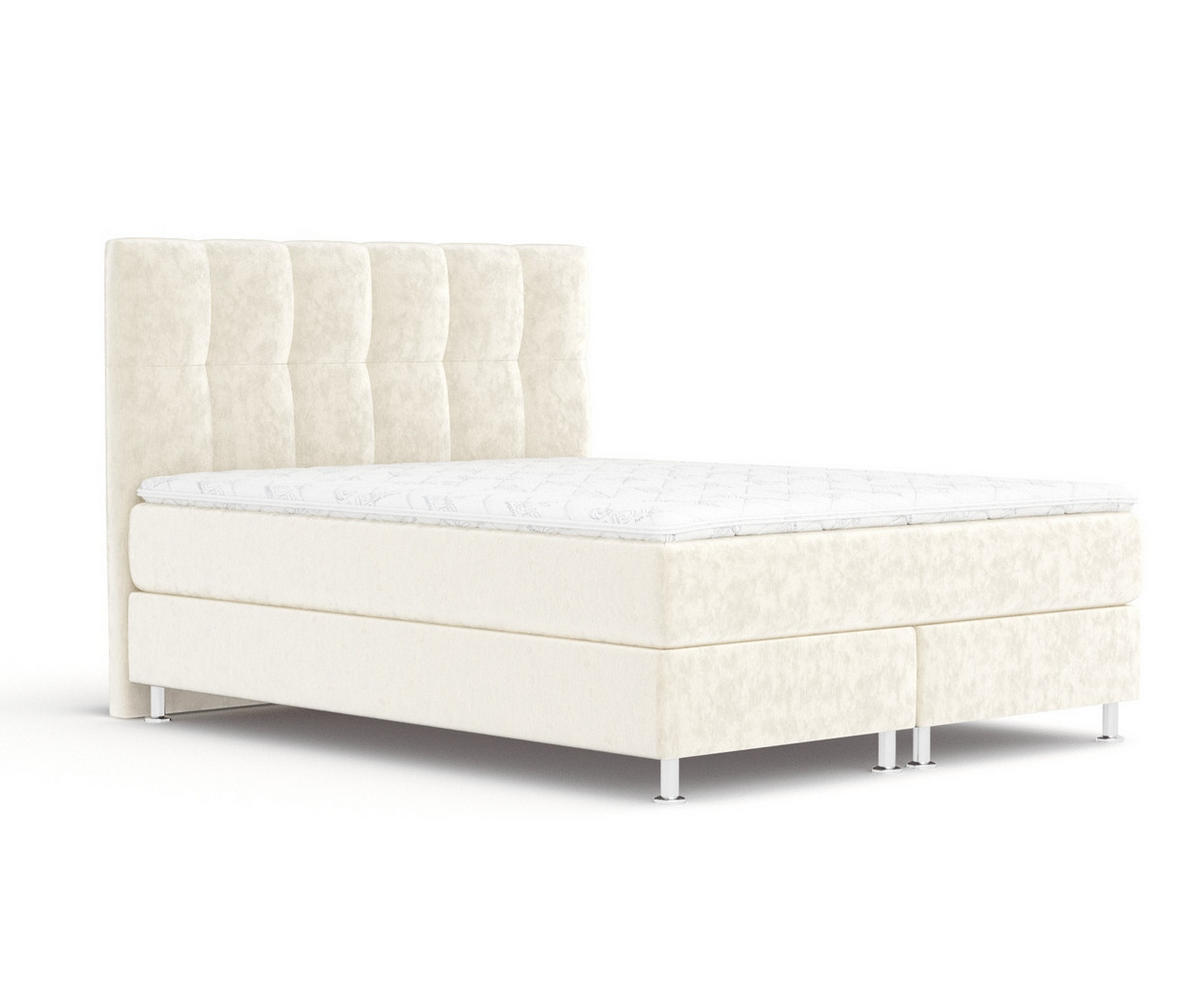 BOXSPRINGBETT Elisio Creme 160/200 cm mit Latex-Topper - Silberfarben/Creme, Holz/Holzwerkstoff (160/200cm) - Maison de Reve