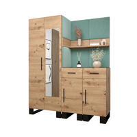 GARDEROBEN-SET 196/158/45,6 - Schwarz/Eiche Artisan, Holz/Kunststoff (158/196/45.6cm) - Abiks Möbel