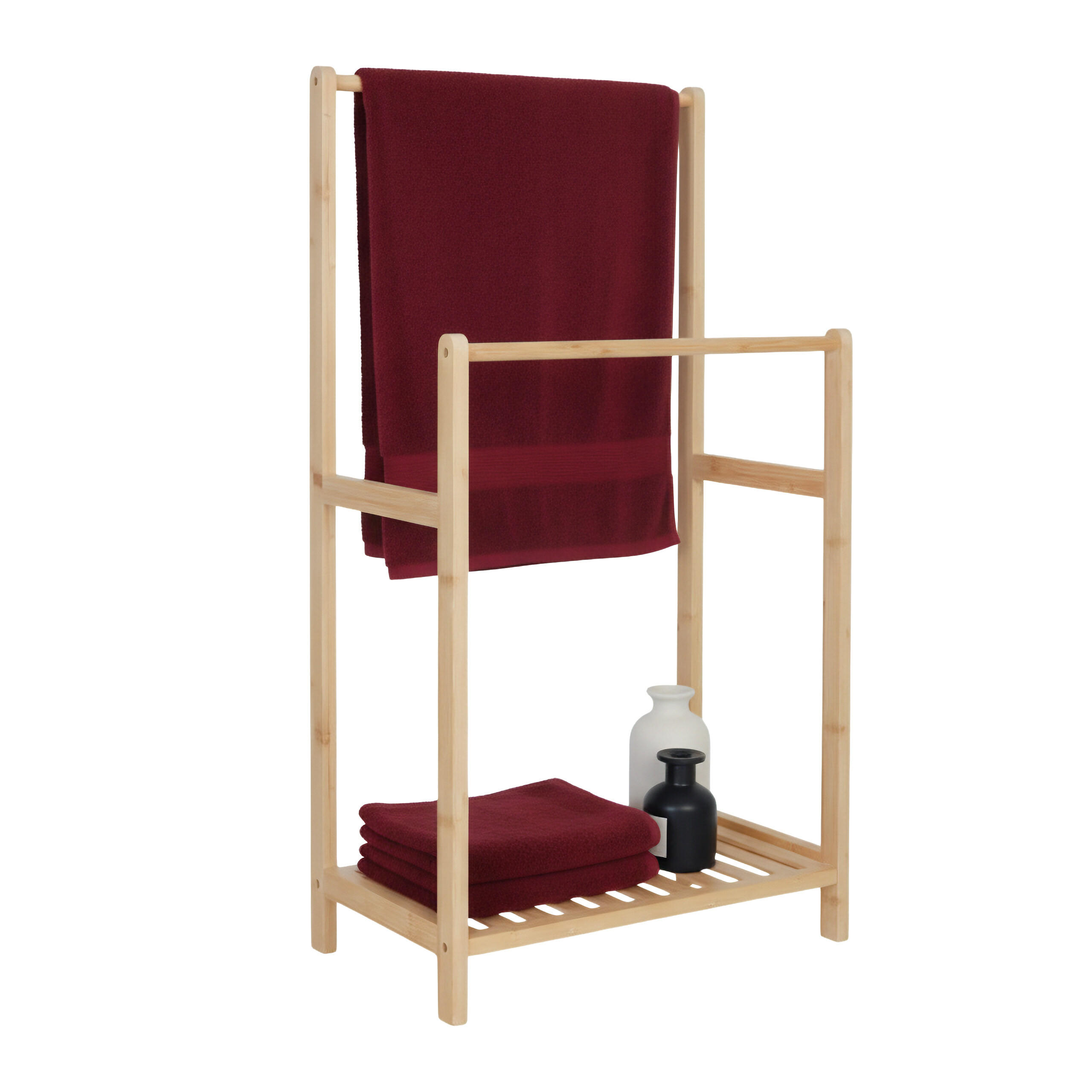 HANDDUKSST&Auml;LL Natur bambu 2 st&auml;nger hylla 77,5x42x24 cm Ljusbrun 77.5/42/24 cm