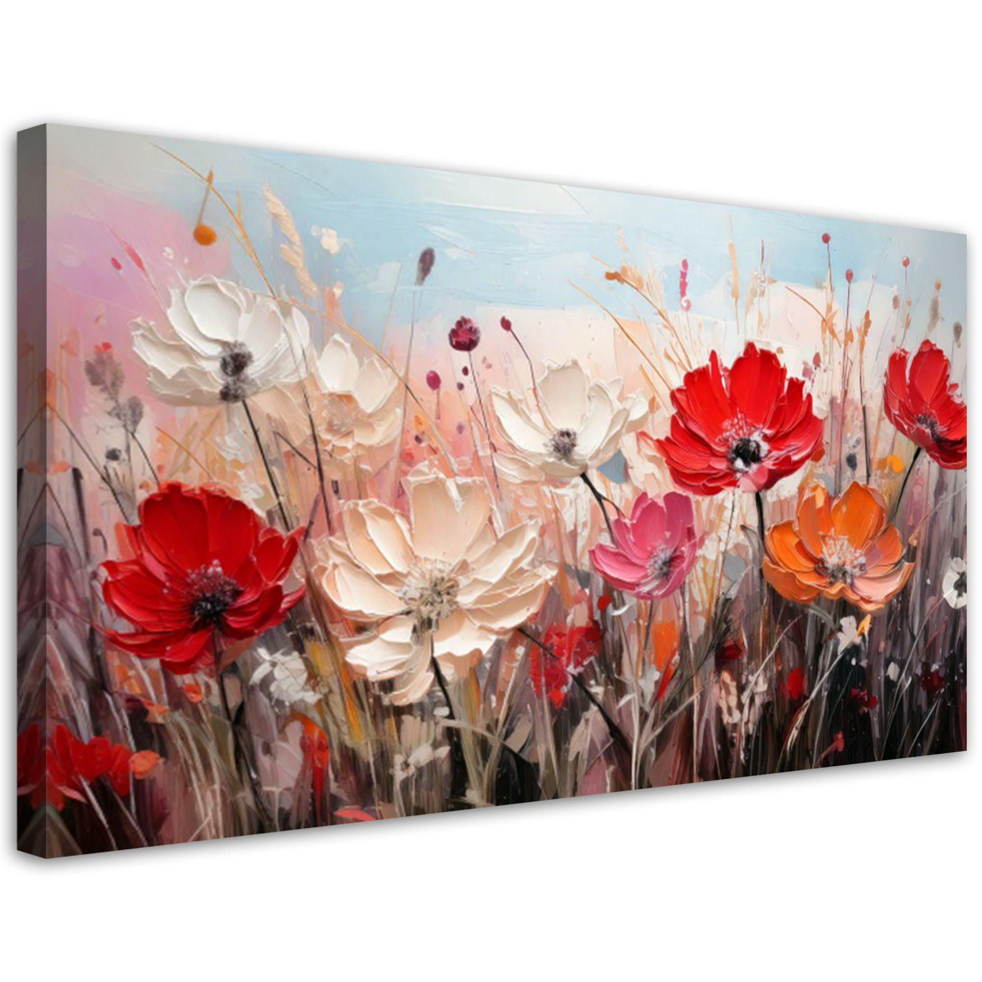 LEINWANDBILD Blumen auf der Wiese 100x50cm - Multicolor, Textil (100/50cm) - Feeby