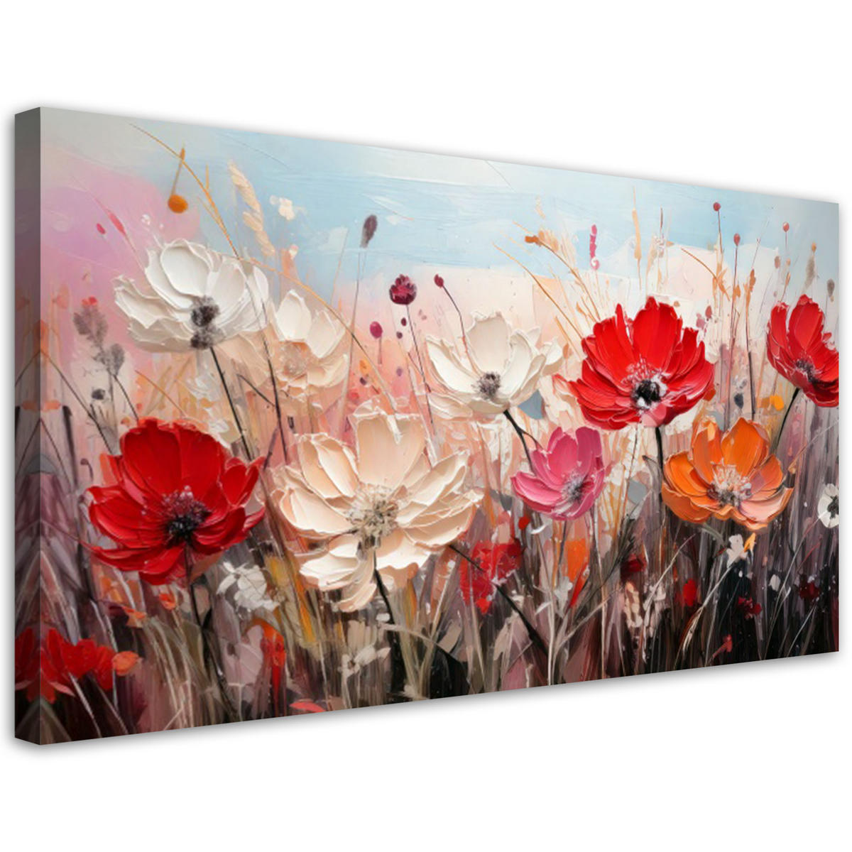 LEINWANDBILD Blumen auf der Wiese 100x50cm - Multicolor, Textil (100/50cm) - Feeby