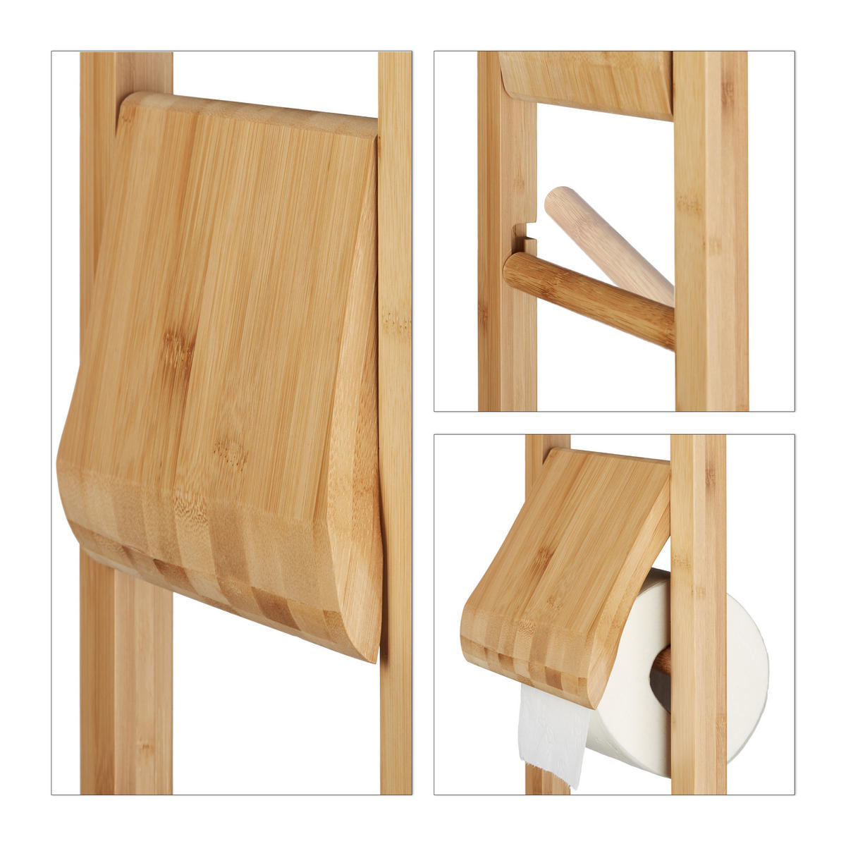 TOILETTENPAPIERHALTER - Hellbraun, Holz (30.5/81.5/21cm) - Relaxdays