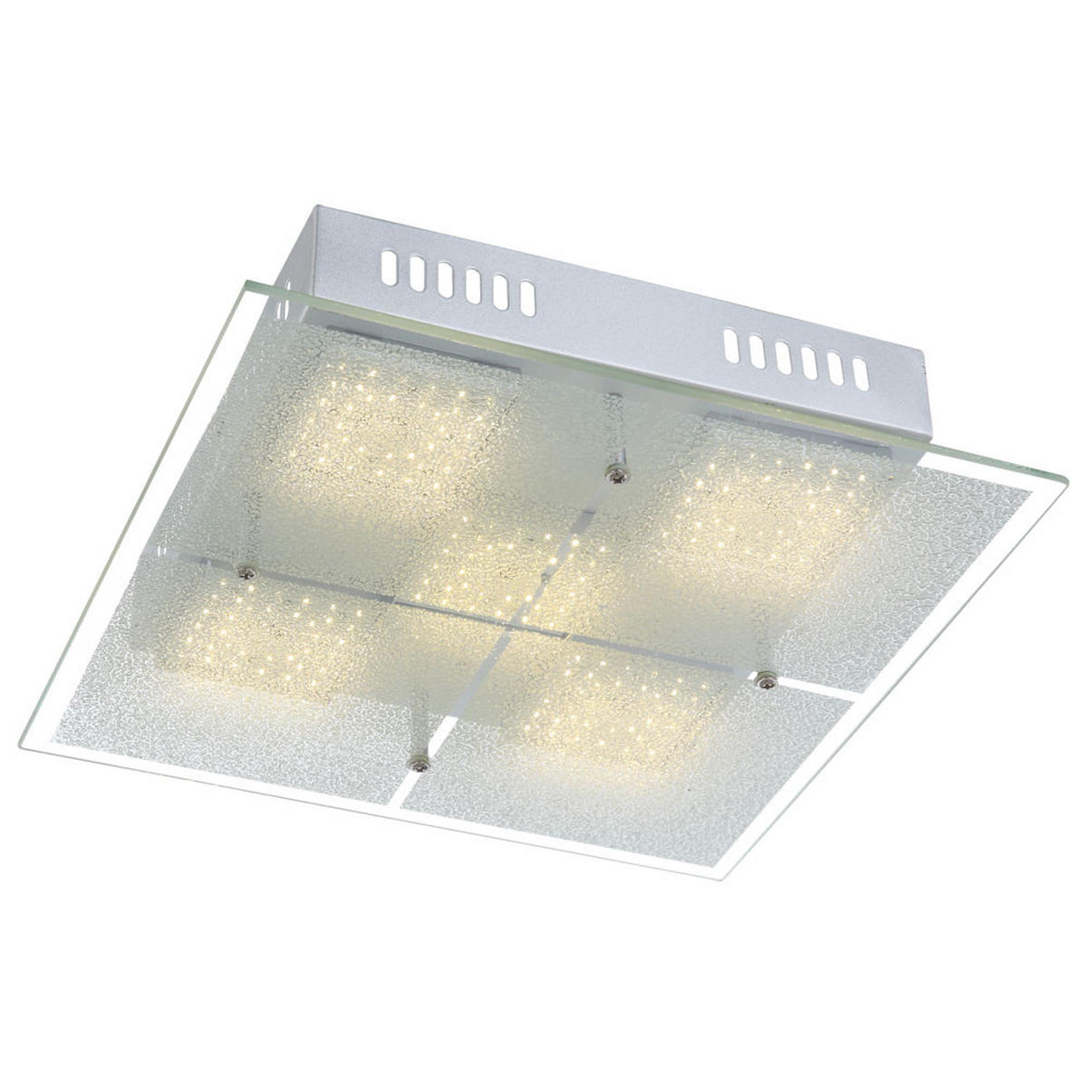 LED DECKENLEUCHTE Metall Chrom Silber - Silberfarben, Glas (28/28/6.2cm) - Globo Lighting