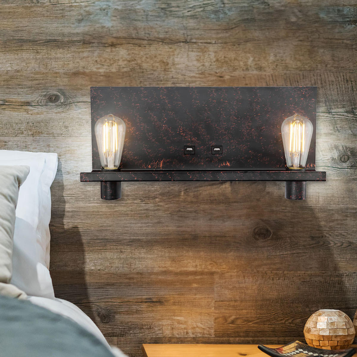 WANDLEUCHTE BAYUDA Schwarz Gold - Schwarz, Metall (48/26/15cm) - Globo Lighting