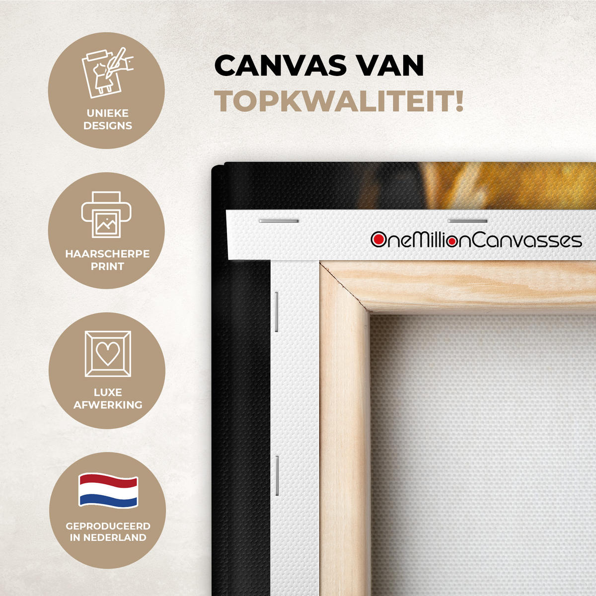 LEINWANDBILD Frau - Schwarz - Gold - Gesicht - Lippen Deko Groß 90x90 cm - Goldfarben, Textil (90/90cm) - MuchoWow