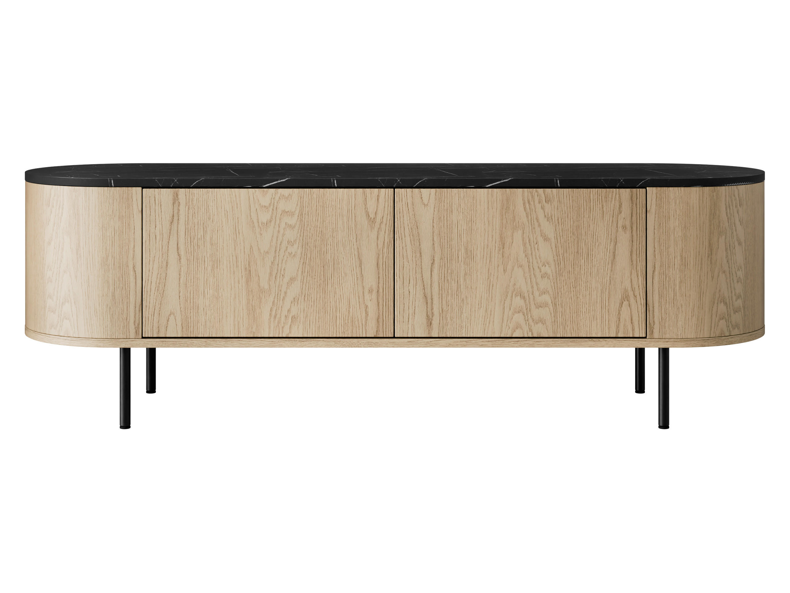 TV-LOWBOARD Lygrint 140 2D - Eichefarben/Schwarz, Holzwerkstoff/Metall (139/45/40cm) - MIRJAN24