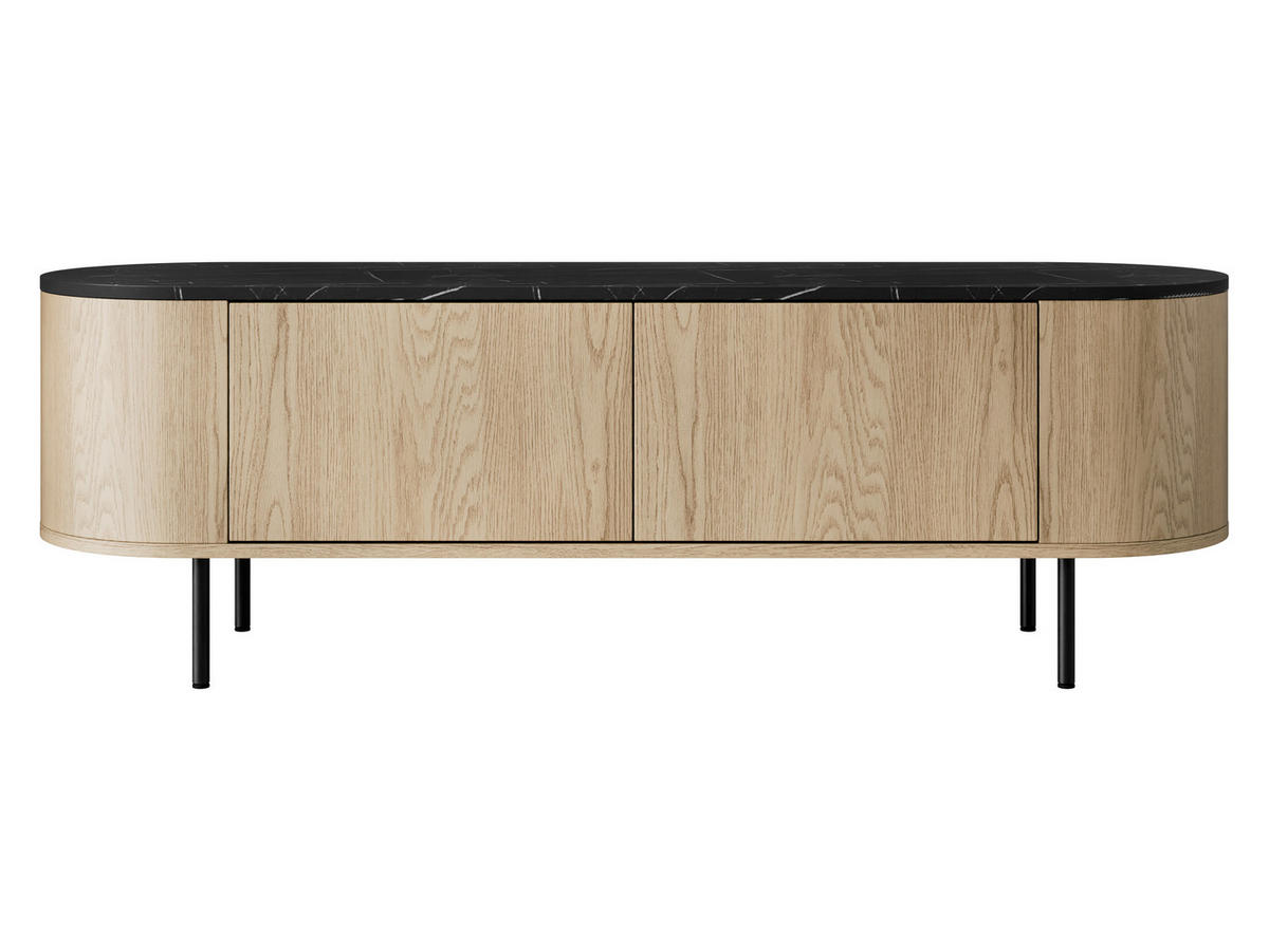 TV-LOWBOARD Lygrint 140 2D - Eichefarben/Schwarz, Holzwerkstoff/Metall (139/45/40cm) - MIRJAN24